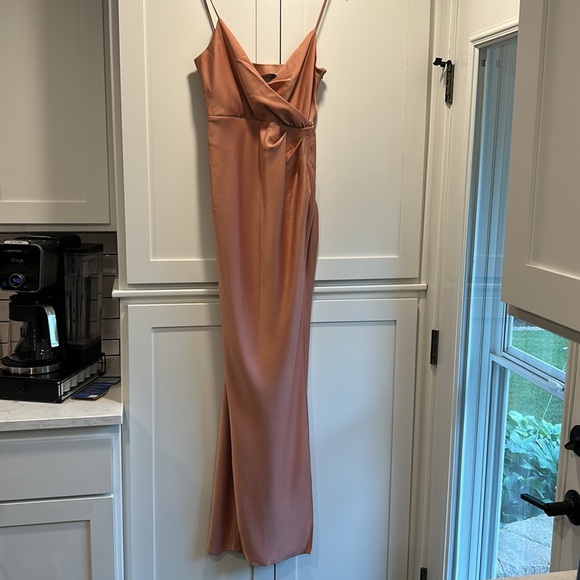 BHLDN Anthropologie Freya Satin Charmeuse Dress Gown Rose Champagne Size 6 NWT - Picture 5 of 16